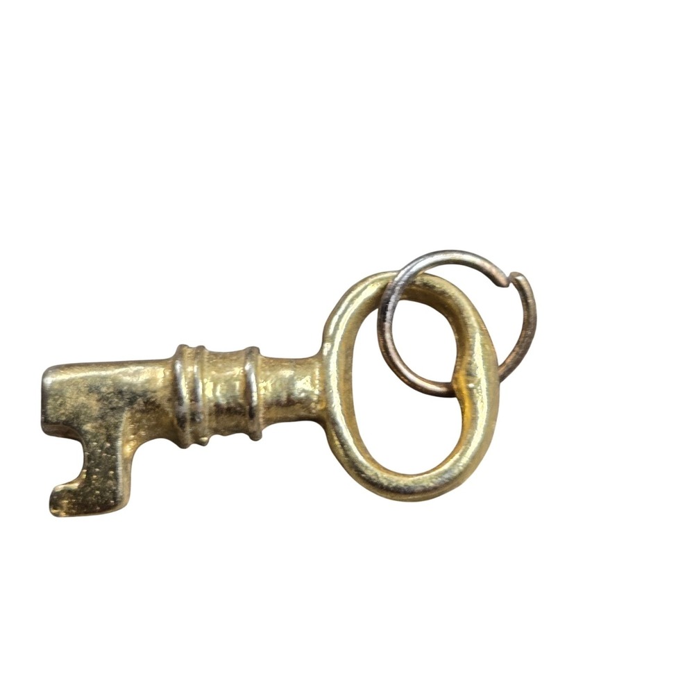 Vintage 925 Sterling Silver Gold Vermeil Skeleton Key Pendant Necklace Charm